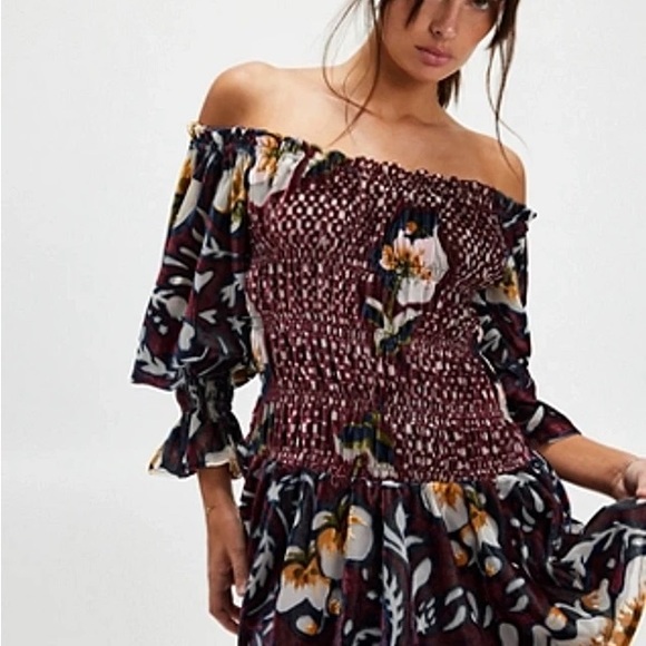 NWOT Free People Elegant Floral Long Sleeve Dress - Picture 2 of 4